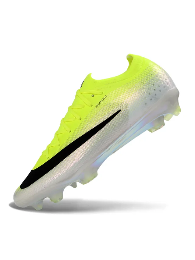 Nike Amarelo Preto Baixo Ajuste de meia Superior Iridescente Transparente Placa da sola Grama firme Sapatos de futebol 3