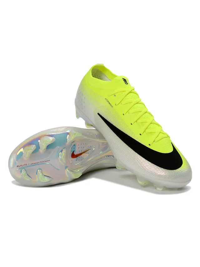 Nike Amarelo Preto Baixo Ajuste de meia Superior Iridescente Transparente Placa da sola Grama firme Sapatos de futebol 4