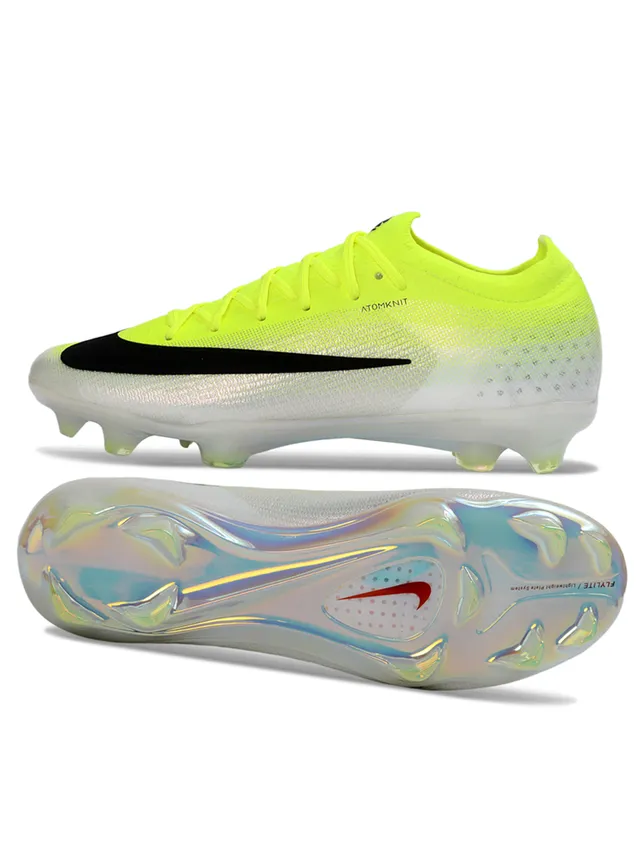 Nike Amarelo Preto Baixo Ajuste de meia Superior Iridescente Transparente Placa da sola Grama firme Sapatos de futebol 6