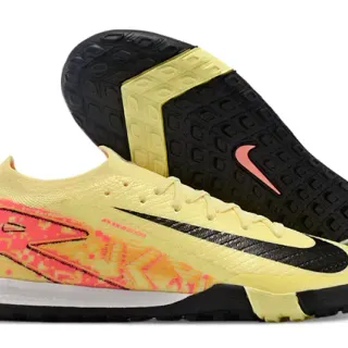 Nike Amarelo Rosa Flyknit Upper Pixelated Graphic Overlay Turf Sapatos de Futebol