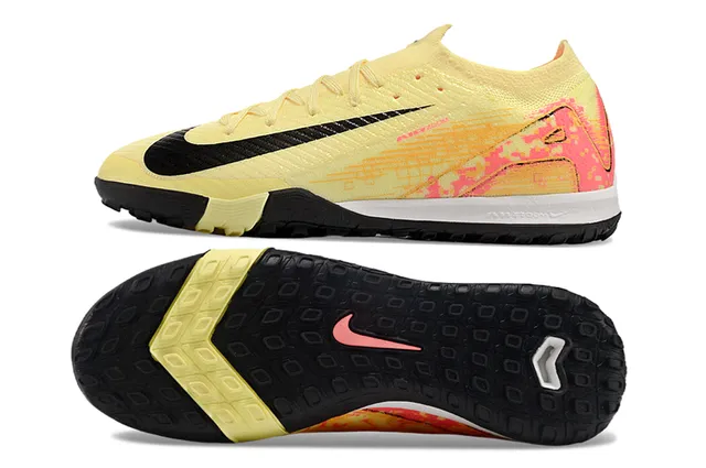 Nike Amarillo Rosa Flyknit Upper Pixelated Graphic Overlay Turf Zapatos de fútbol 6