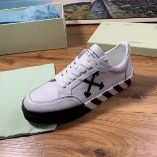 Off-White Black Low-Top Leather Upper Lifestyle Sneakers