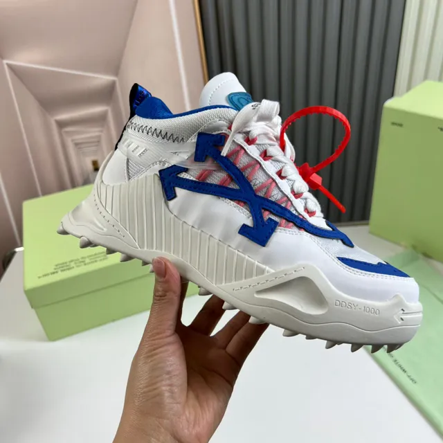 Off-White 蓝色超大箭头标志凸纹雕塑中底厚底运动鞋 4