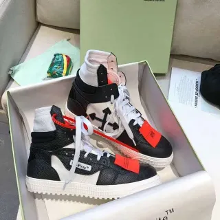 Off-White Diagonal Arrow High-Top Black White Red Lifestyle Sneakers