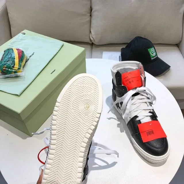 Off-White Diagonal Arrow High-Top Negro Blanco Rojo Zapatillas Lifestyle 2