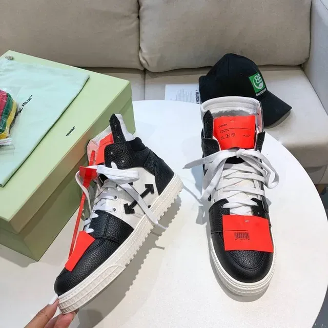 Off-White Diagonal Arrow High-Top Negro Blanco Rojo Zapatillas Lifestyle 6