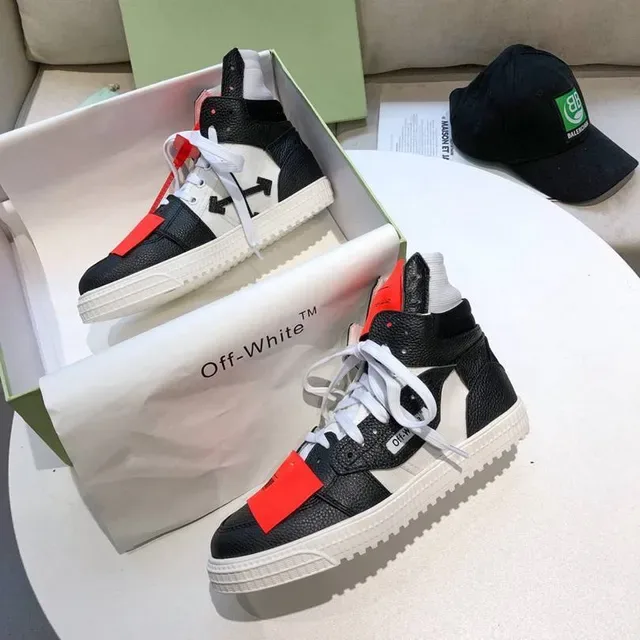 Off-White Diagonal Arrow High-Top Negro Blanco Rojo Zapatillas Lifestyle 7