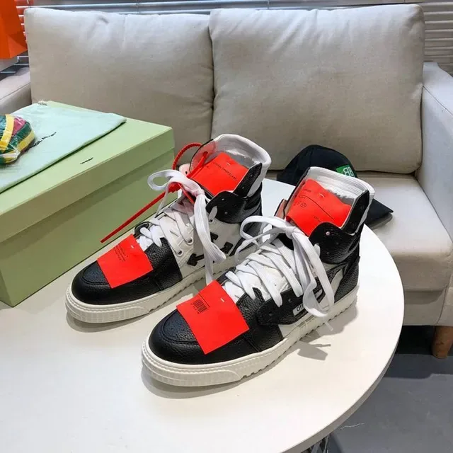 Off-White Diagonal Arrow High-Top Negro Blanco Rojo Zapatillas Lifestyle 8