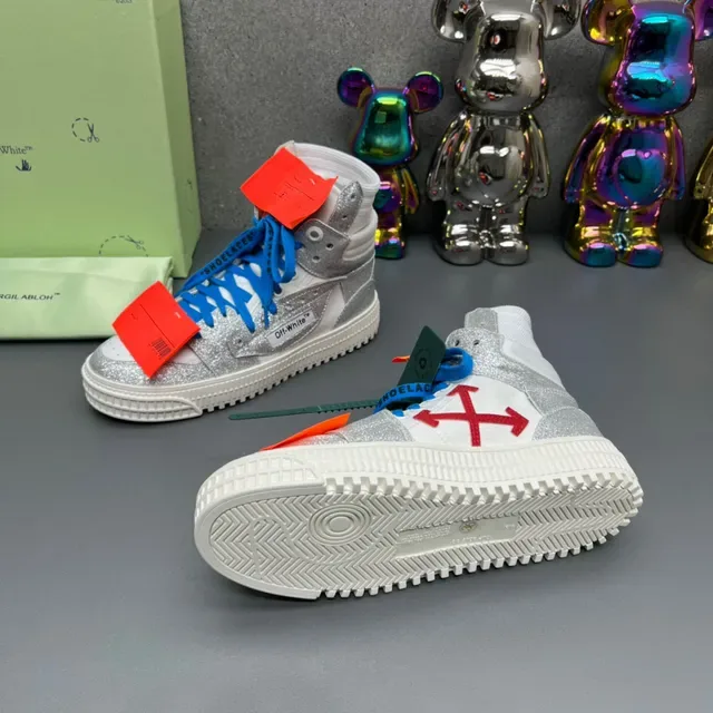 Off-White রূপালি চকচকে উঁচু টপ লाइফস্টাইল স্নিকার 3
