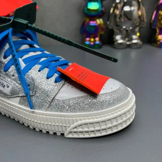 Off-White রূপালি চকচকে উঁচু টপ লाइফস্টাইল স্নিকার 6