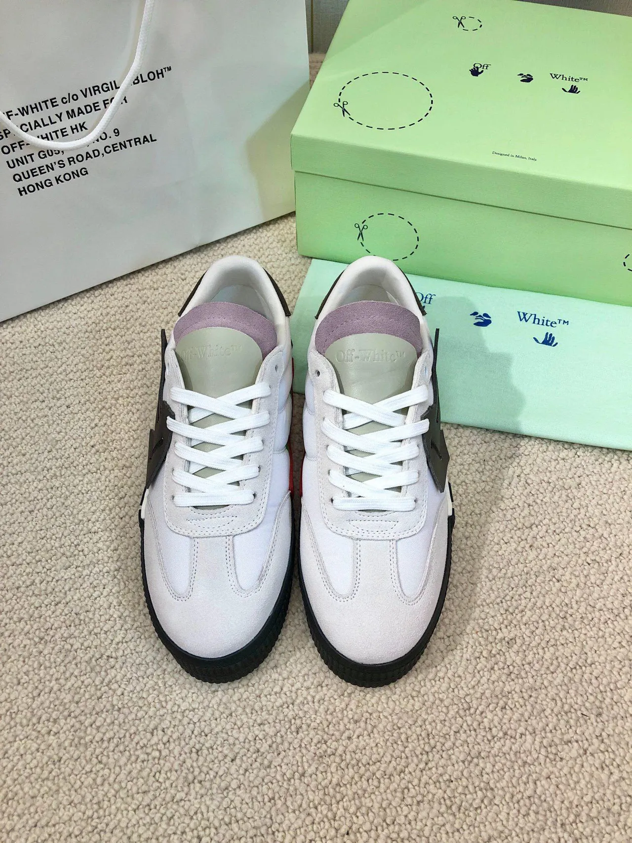 Off-White 工业跑鞋 白黑薰衣草生活方式运动鞋 4