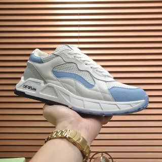 Off-White Runner-Style White and Light Blue Chunky Sneakers
