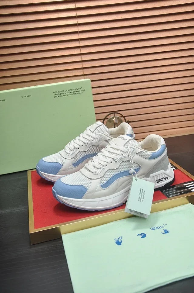 Off-White Runner Style Zapatillas Chunky Blancas y Azul Claro 7