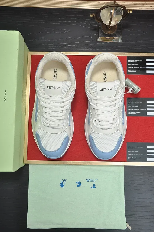 Off-White Runner Style Zapatillas Chunky Blancas y Azul Claro 9