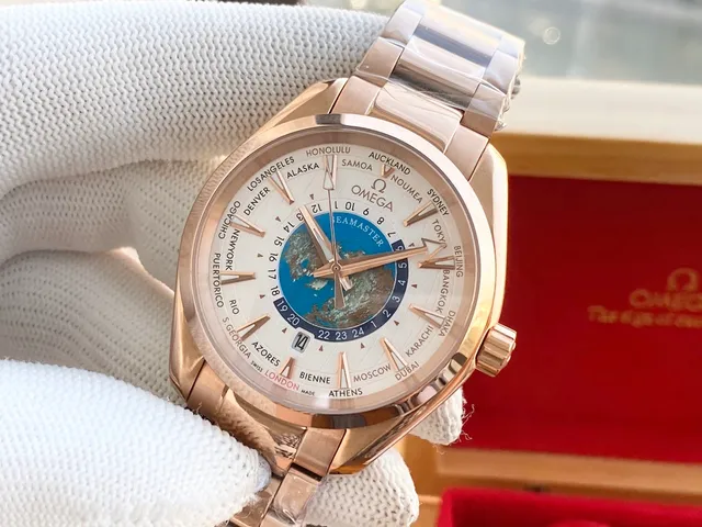 Omega Seamaster Worldtimer Rose Gold Mechanical Watch 5