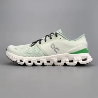 On Green White Engineered Knit Upper Segmented CloudTec Midsole Sneakers