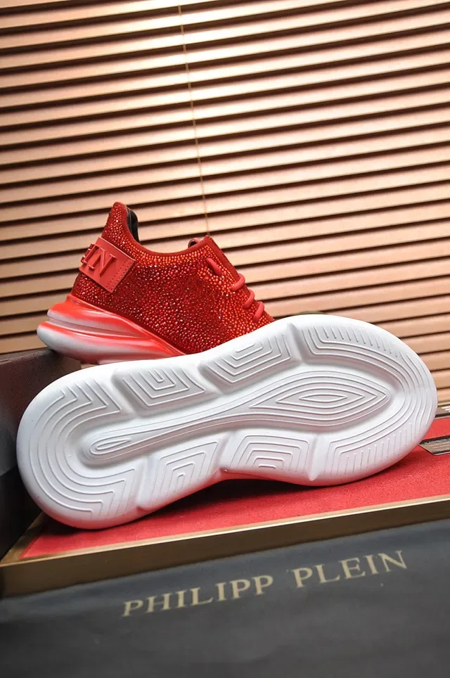 Philipp Plein Active Red White Crystal-Embellished Sculpted Sole Chunky Sneakers 4