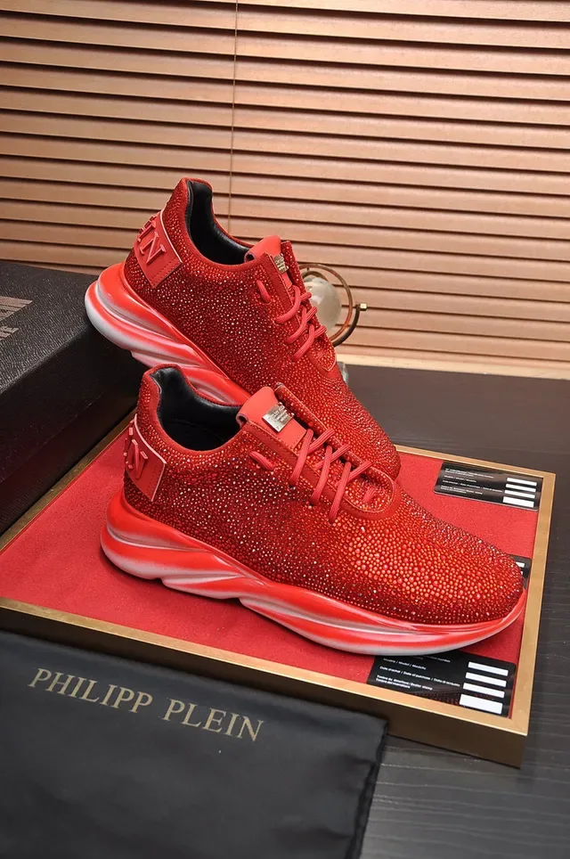 Philipp Plein Active Red White Crystal-Embellished Sculpted Sole Chunky Sneakers 5