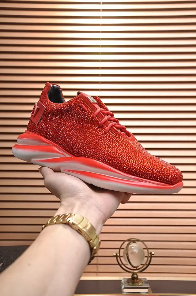 Philipp Plein Active Red White Crystal-Embellished Sculpted Sole Chunky Sneakers 7
