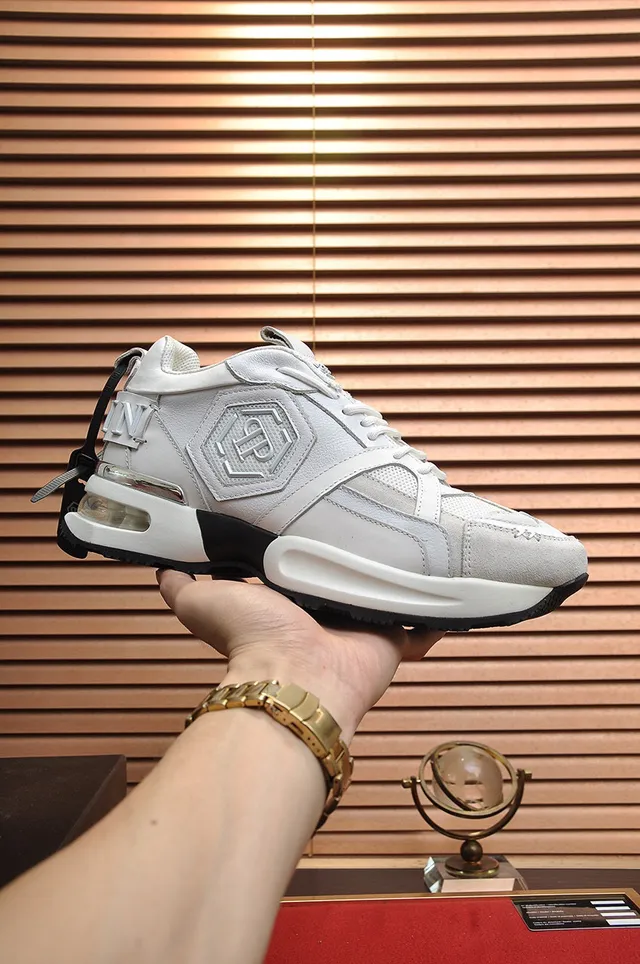 Philipp Plein Active White Black Sole Hexagonal Logo Panels Chunky Sneakers 7