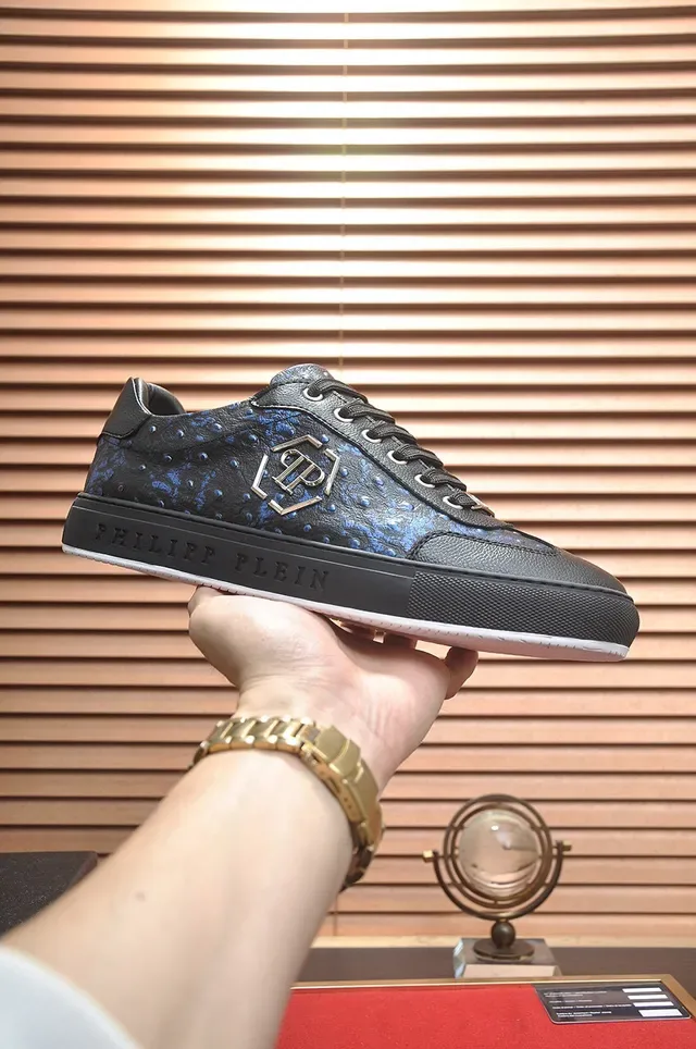 Philipp Plein Sneakers Lifestyle Noir et Bleu Texturées en Peau de Serpent 2