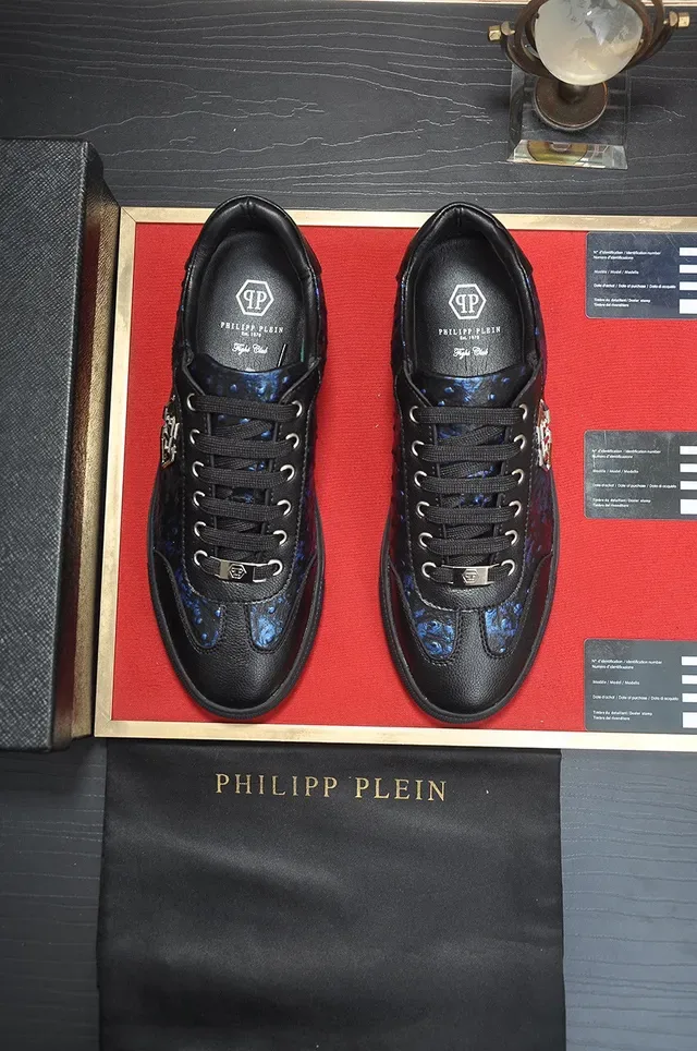 Philipp Plein Sneakers Lifestyle Noir et Bleu Texturées en Peau de Serpent 3