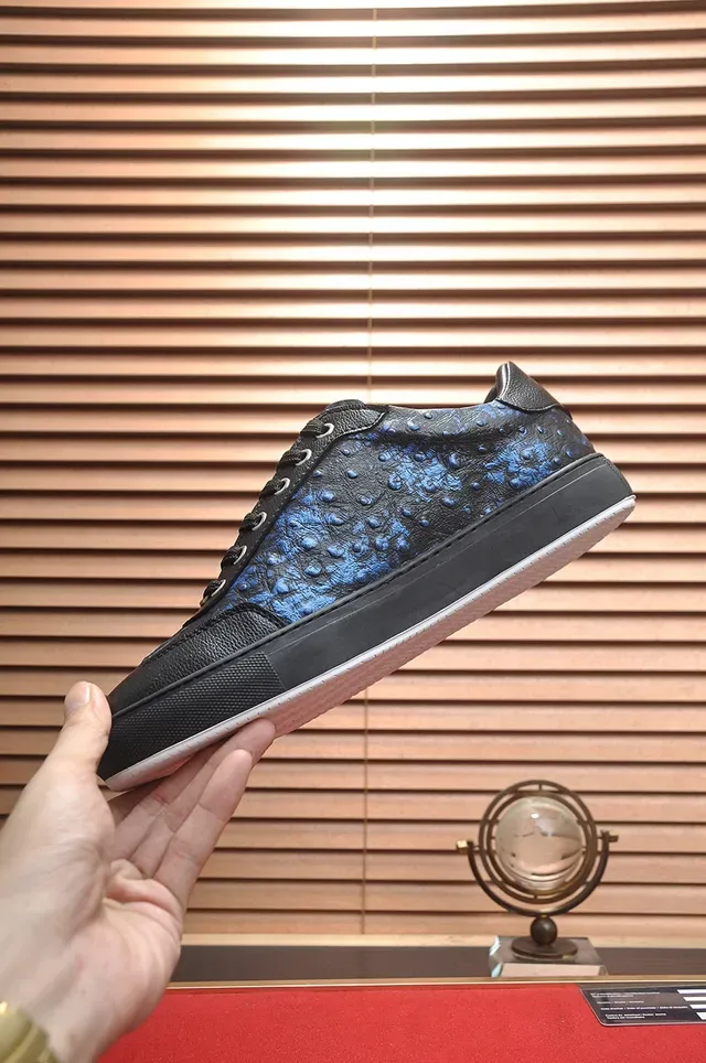 Philipp Plein Sneakers Lifestyle Noir et Bleu Texturées en Peau de Serpent 5