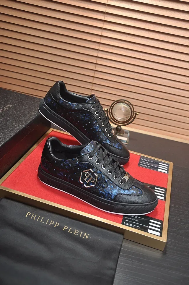 Philipp Plein Sneakers Lifestyle Noir et Bleu Texturées en Peau de Serpent 6