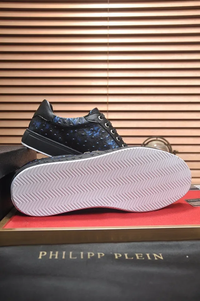 Philipp Plein Sneakers Lifestyle Noir et Bleu Texturées en Peau de Serpent 7