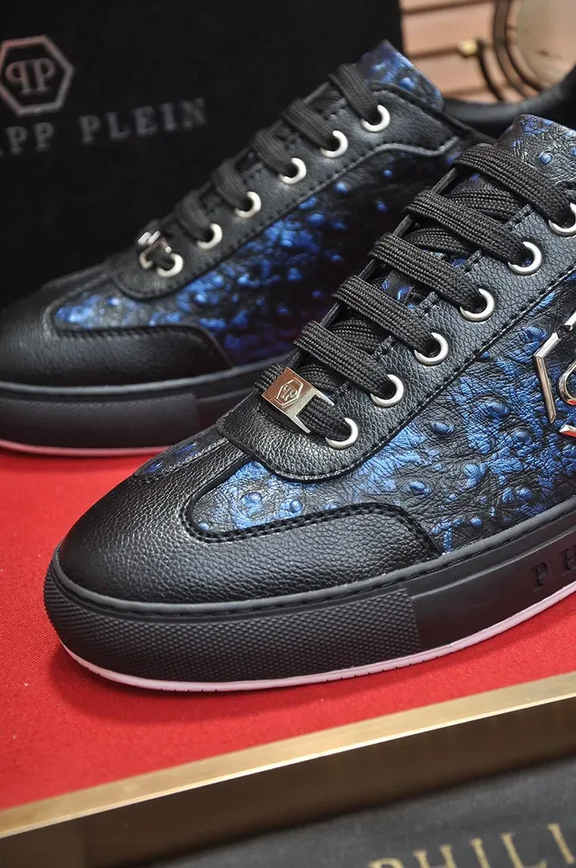 Philipp Plein Sneakers Lifestyle Noir et Bleu Texturées en Peau de Serpent 8