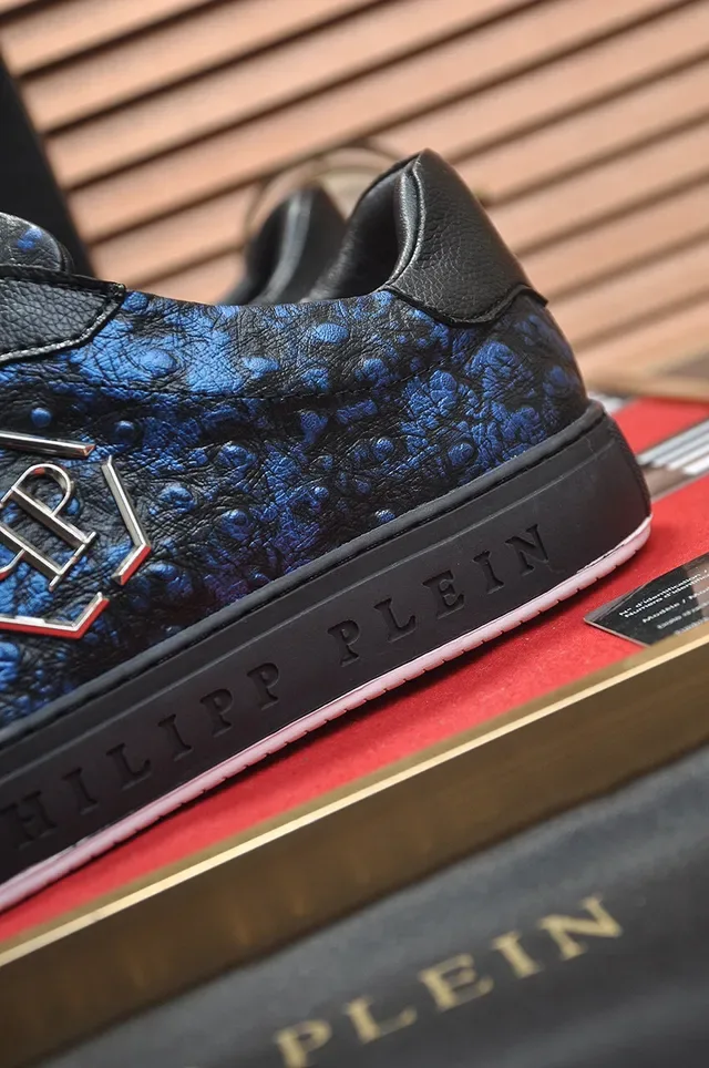 Philipp Plein Sneakers Lifestyle Noir et Bleu Texturées en Peau de Serpent 9