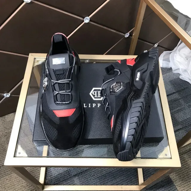 Philipp Plein Black Orange Zapatillas Chunky Sin Cordones Cierre de Correa Hexagonal Logo PP 7