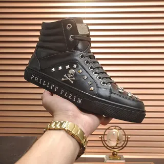 Philipp Plein Black Silver High-Top Studded Chunky Sneakers