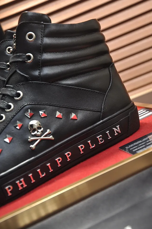 Philipp Plein Black Silver High-Top Studded Chunky Sneakers 3