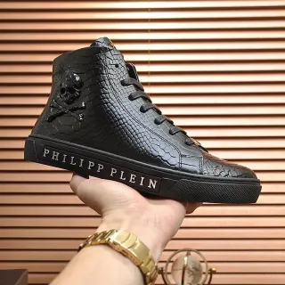 Philipp Plein Black Snakeskin High-Top Lifestyle Sneakers