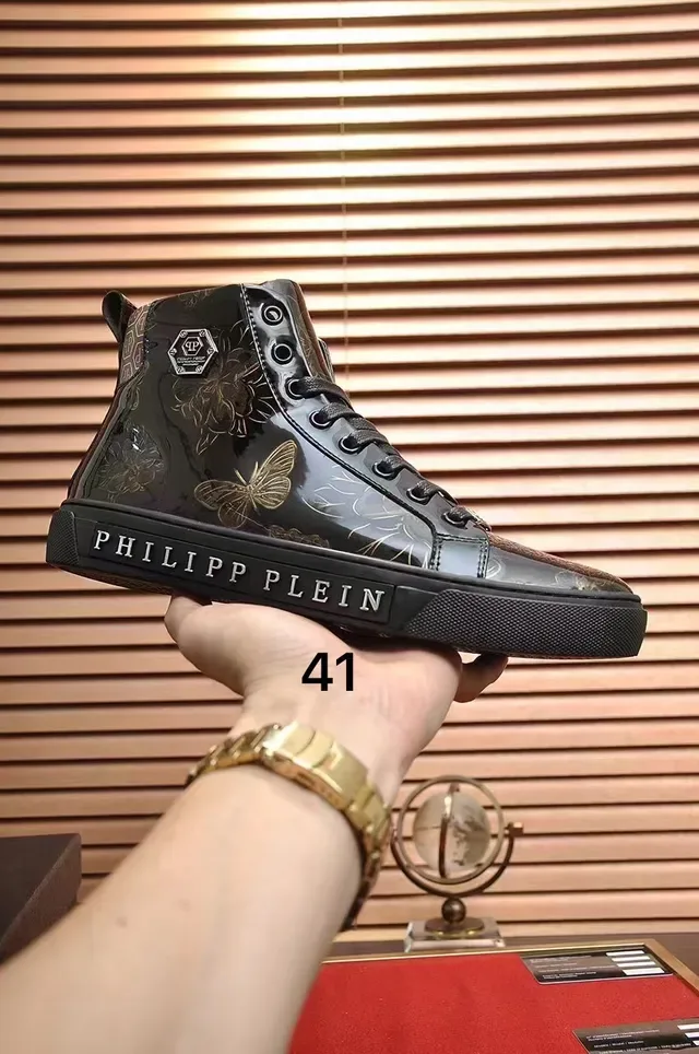Philipp Plein Tênis Lifestyle de Couro de Serpente Preto com Cano Alto 3