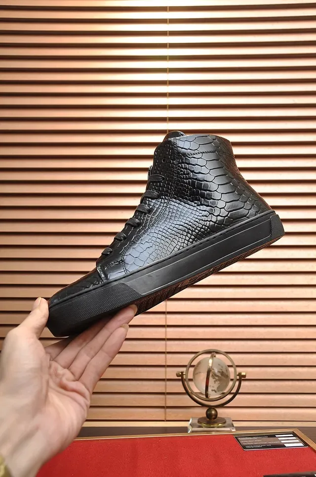Philipp Plein Tênis Lifestyle de Couro de Serpente Preto com Cano Alto 8