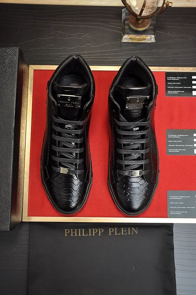Philipp Plein Tênis Lifestyle de Couro de Serpente Preto com Cano Alto 10