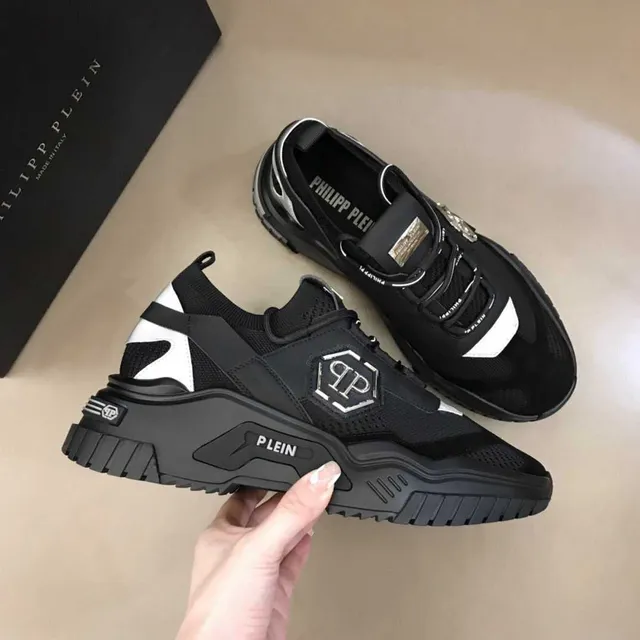 Philipp Plein Black White Mesh Upper Sculpted Sole Chunky Sneakers 3