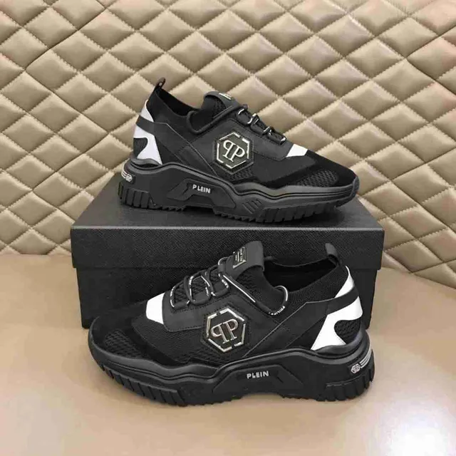 Philipp Plein Black White Mesh Upper Sculpted Sole Chunky Sneakers 4