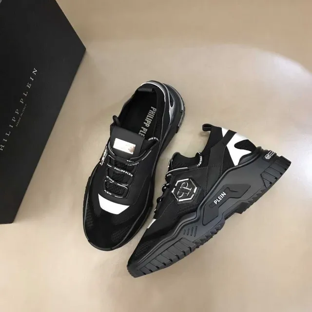 Philipp Plein Black White Mesh Upper Sculpted Sole Chunky Sneakers 5
