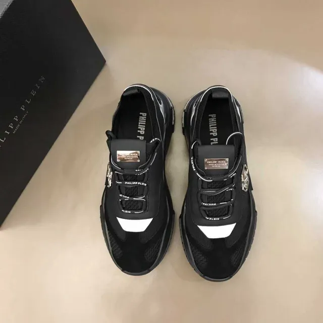Philipp Plein Black White Mesh Upper Sculpted Sole Chunky Sneakers 6
