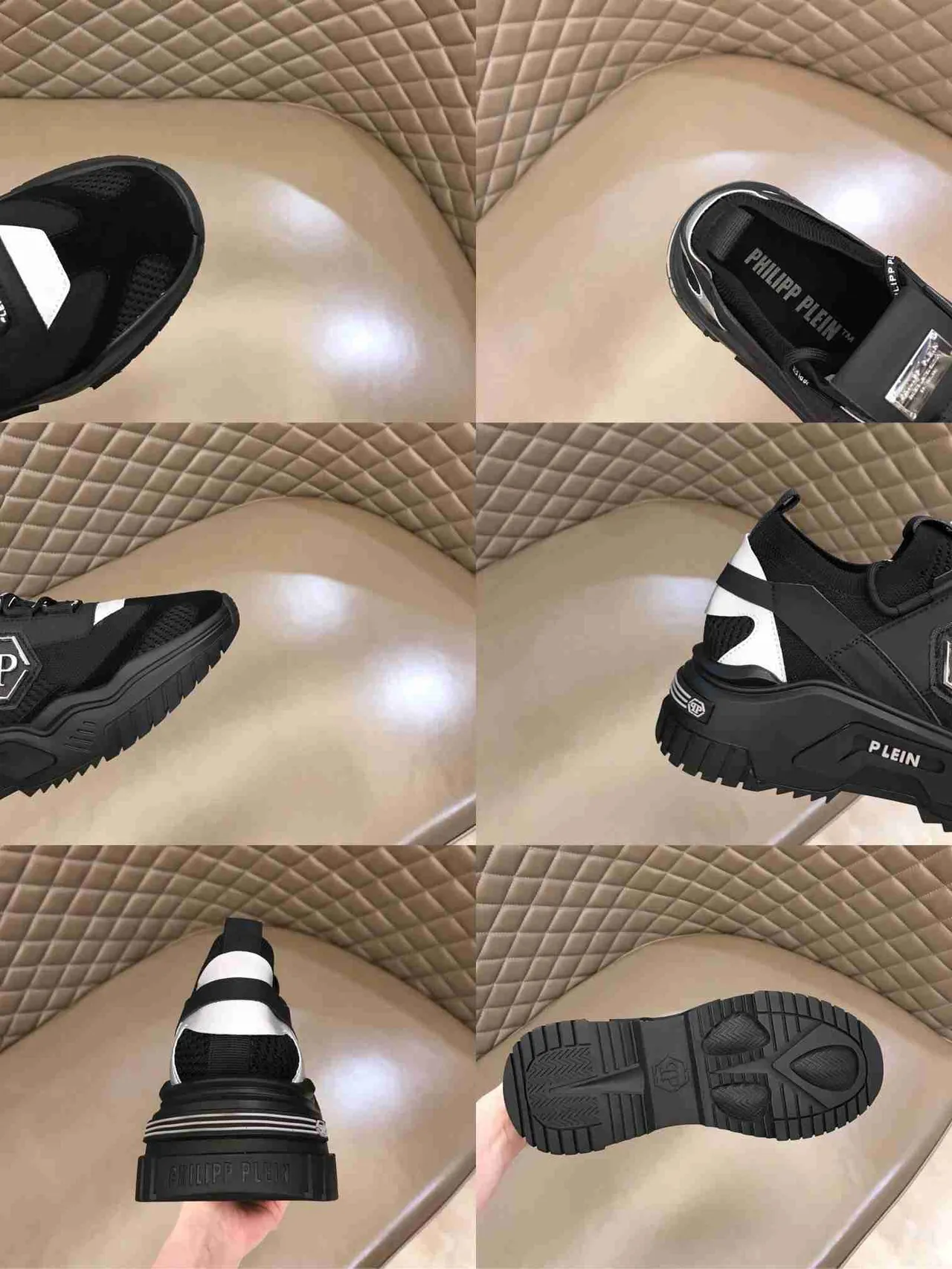 Philipp Plein Black White Mesh Upper Sculpted Sole Chunky Sneakers 7