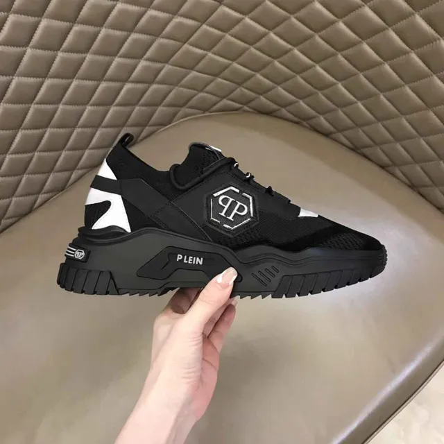 Philipp Plein Black White Mesh Upper Sculpted Sole Chunky Sneakers 10