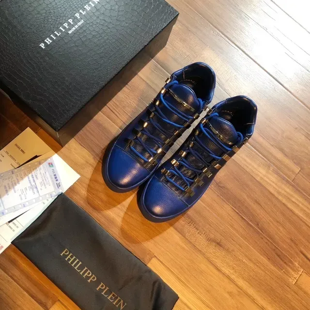 Philipp Plein Blue Silver High-Top Metallic Hardware Lifestyle Sneakers 4