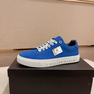 Philipp Plein নীল সাদা ছিদ্রযুক্ত-টেক্সচার্ড উপরের অংশ বৈসাদ্য সোল লাইফস্টাইল স্নিকার্স