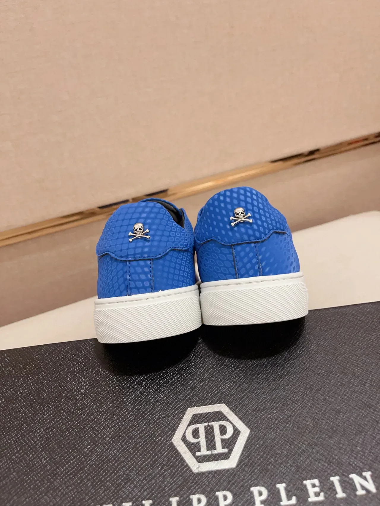 Philipp Plein Azul Branco Perfuração-Texturizado Superior Contraste Solado sneakers lifestyle 8