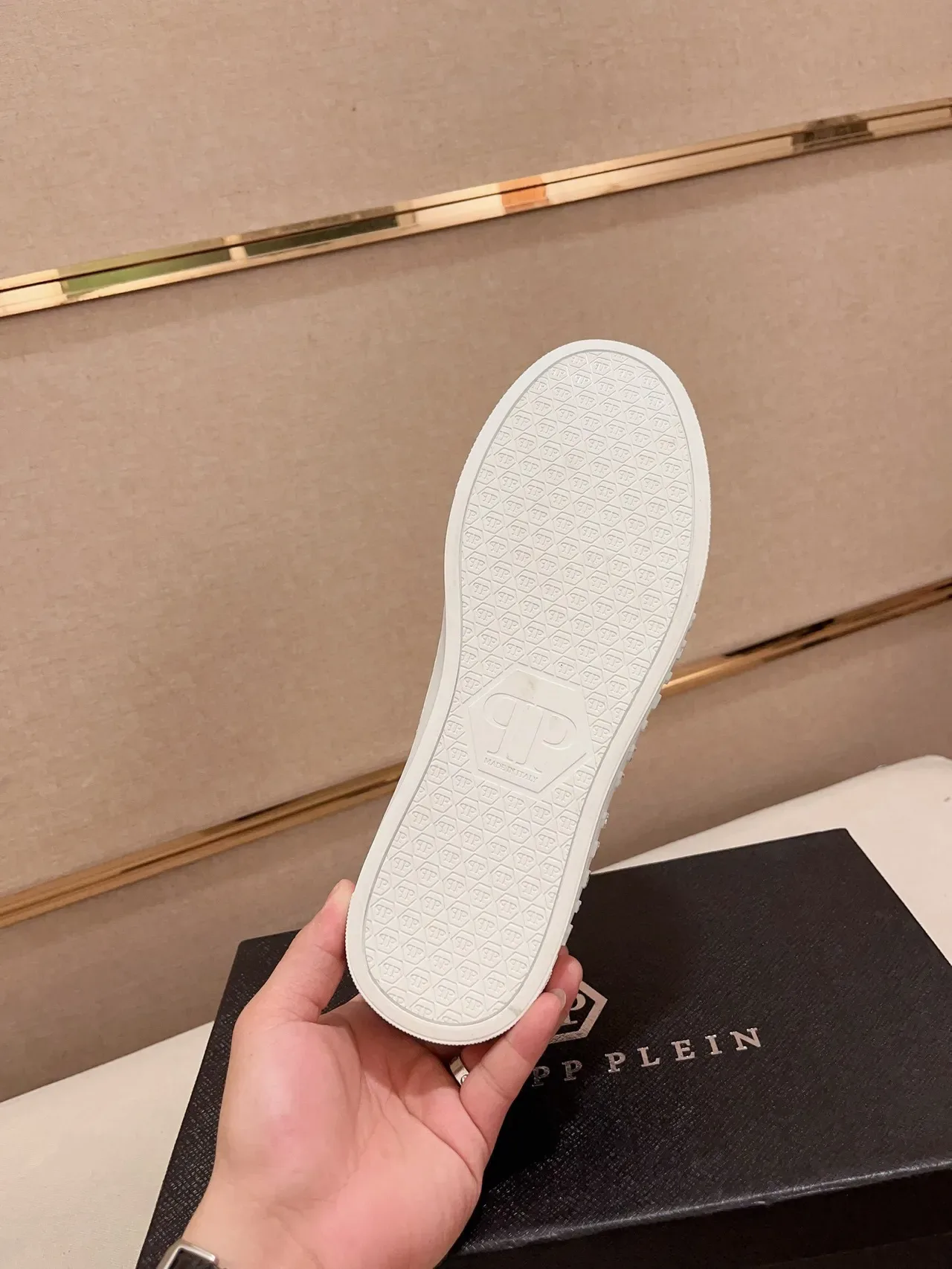 Philipp Plein Azul Branco Perfuração-Texturizado Superior Contraste Solado sneakers lifestyle 9