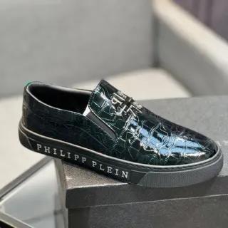 Philipp Plein मगरमछ एमबॉस्ड चमकदार काला लूफर