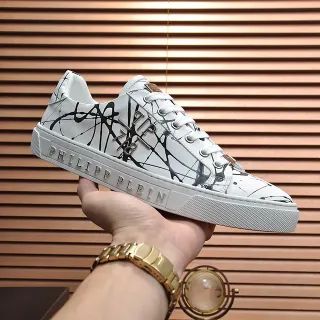 Philipp Plein Graffiti Print White Black Lifestyle Sneakers